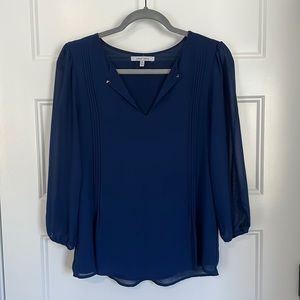 Navy Sheer Top Blouse Naked Zebra Small